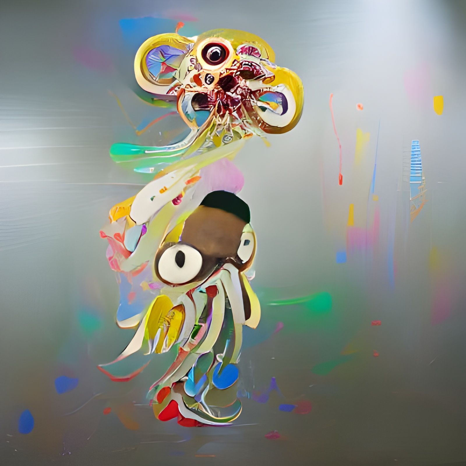 Stylized Squid in Pop Graffiti Art Style