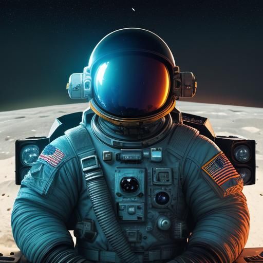 Astronauts on the Moon: Low-Poly Sci-Fi Art