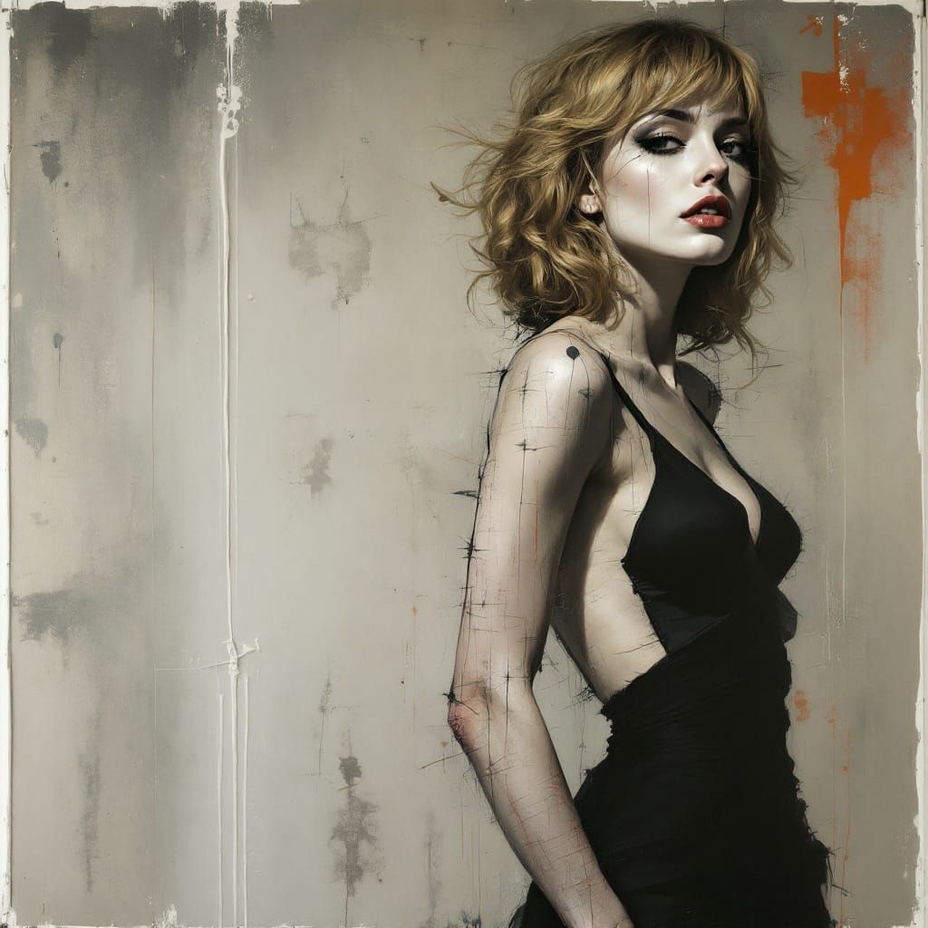 Abstract Expressionist Pin-Up with Emotional Tension