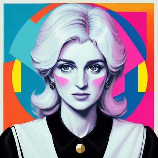 Lady Diana Portrait in Warhol-Inspired Pop Art