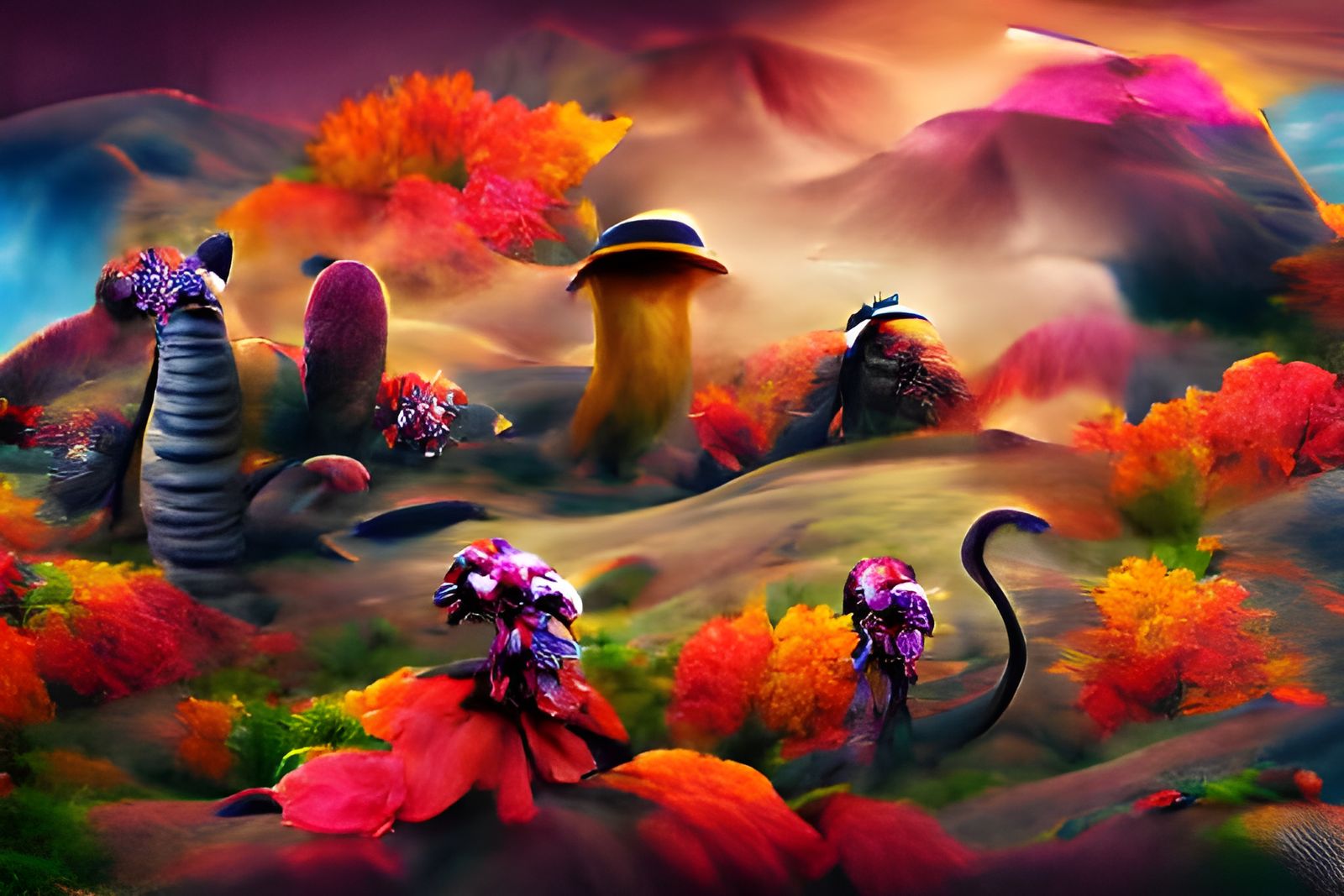 Psychedelic Alien Planet in Autumn Colors