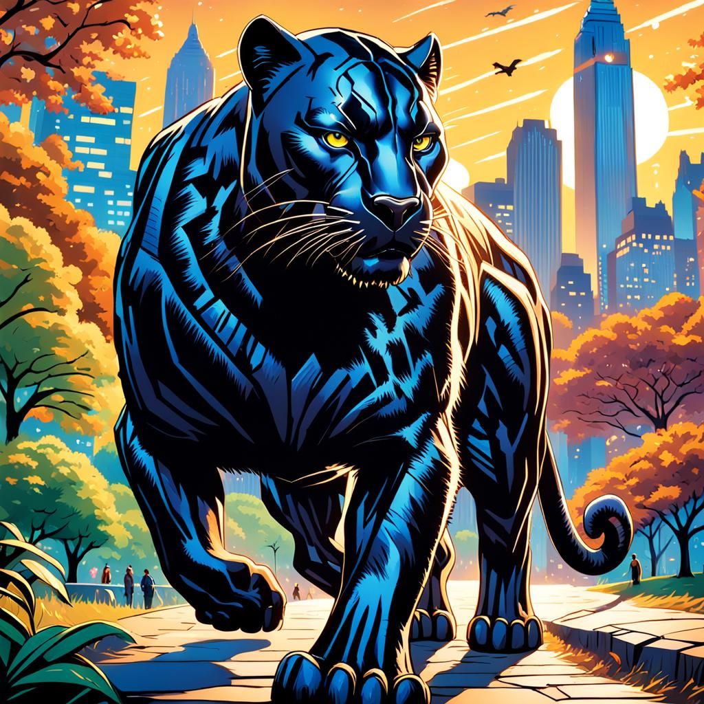 Black Panther in Central Park: Comic Book Art