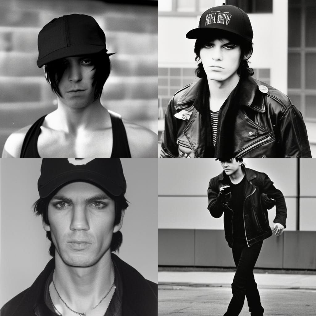 Tough 1980s Punk with Black Baseball Cap