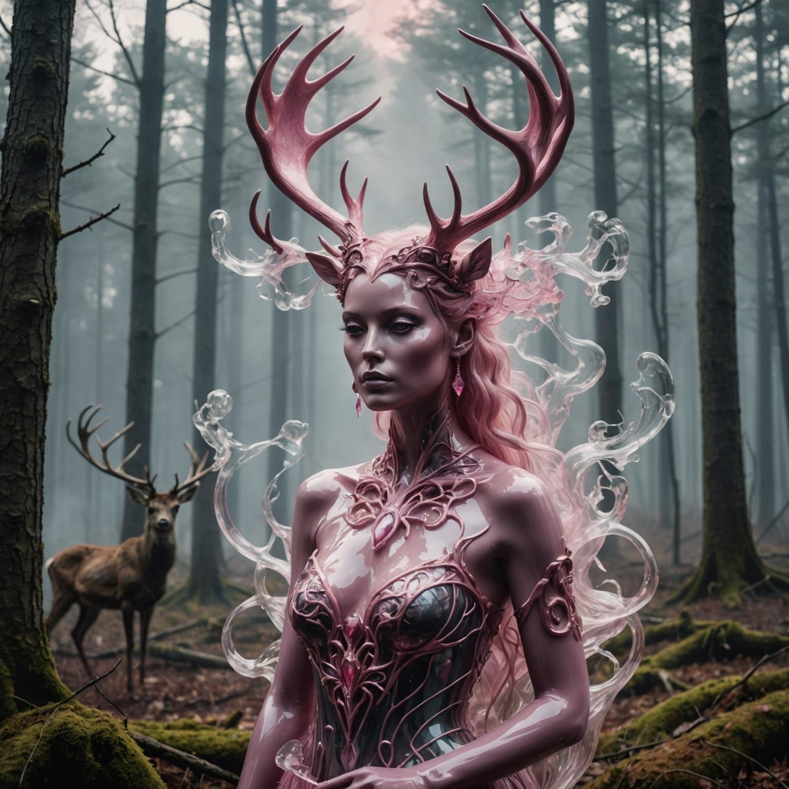 Crystal Goddess with Deer Vortex