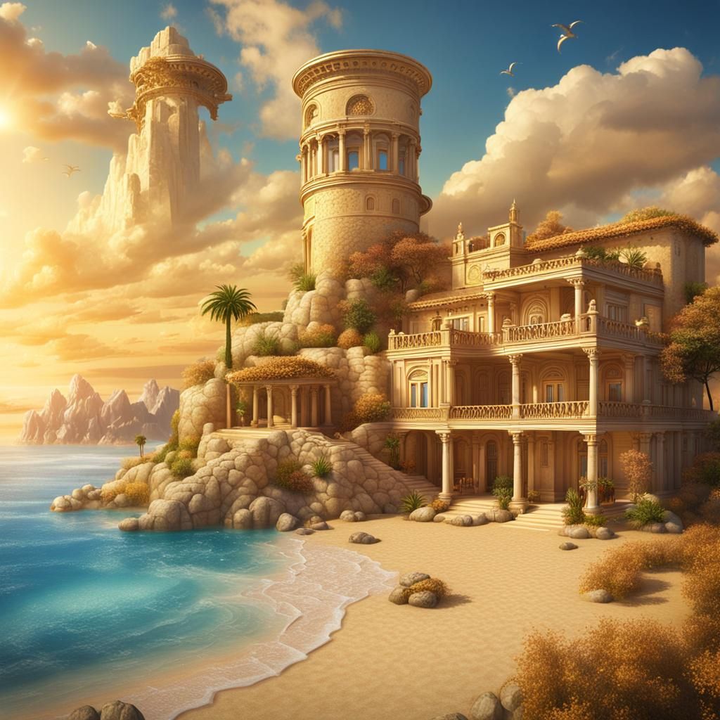 Roman Villa and Wizard Tower on Golden Beach