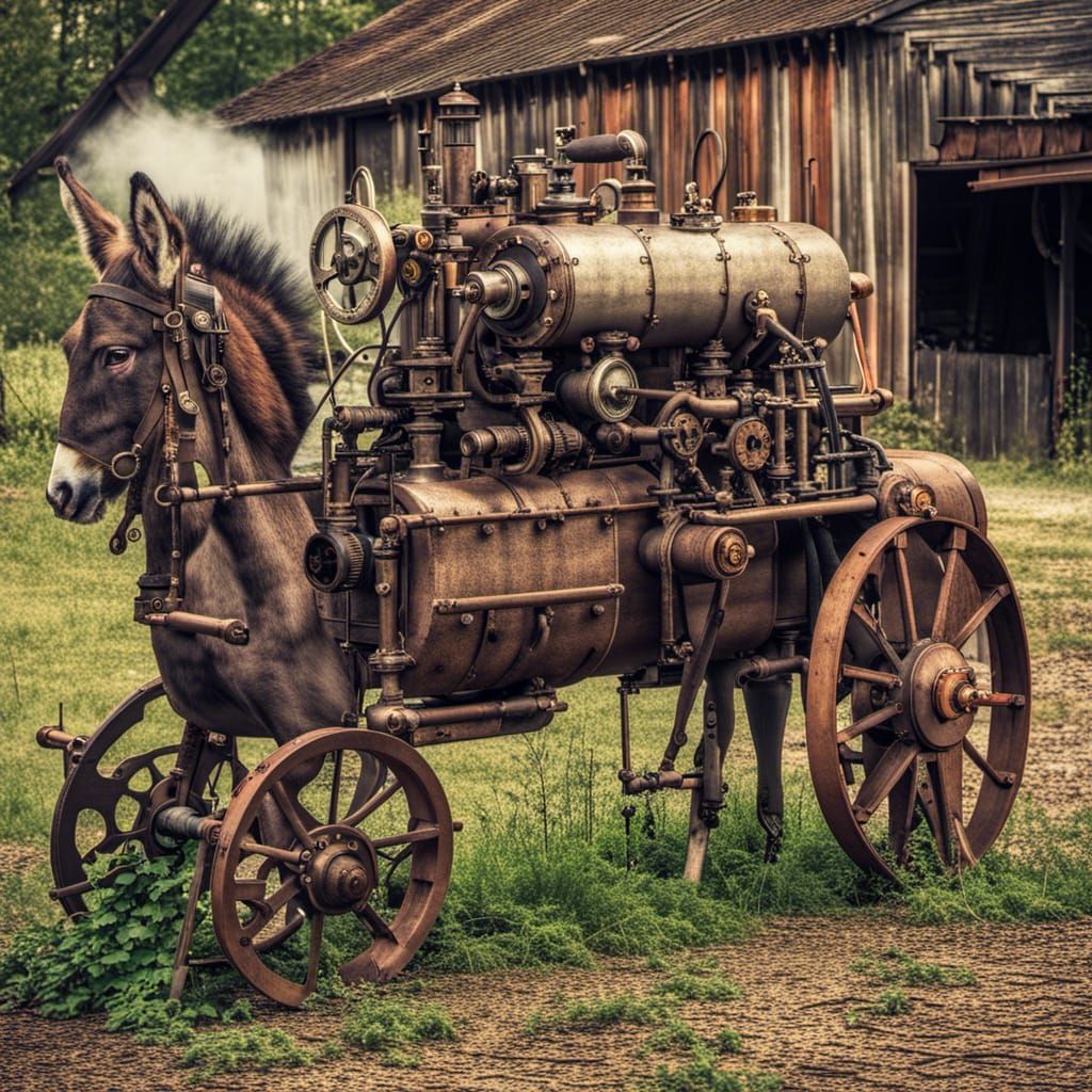Steampunk Donkey Engine on Abandoned Farm