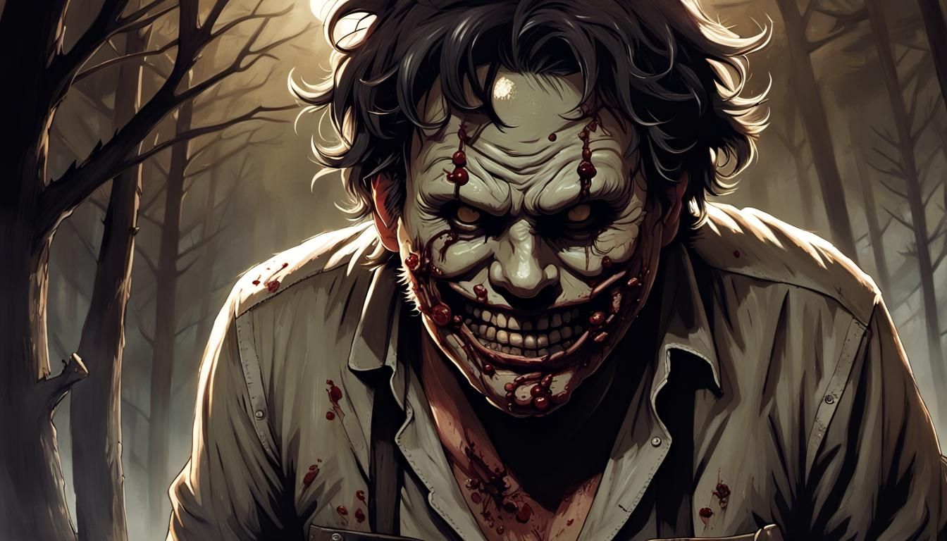 Leatherface Masked Horror in Comic Book Style