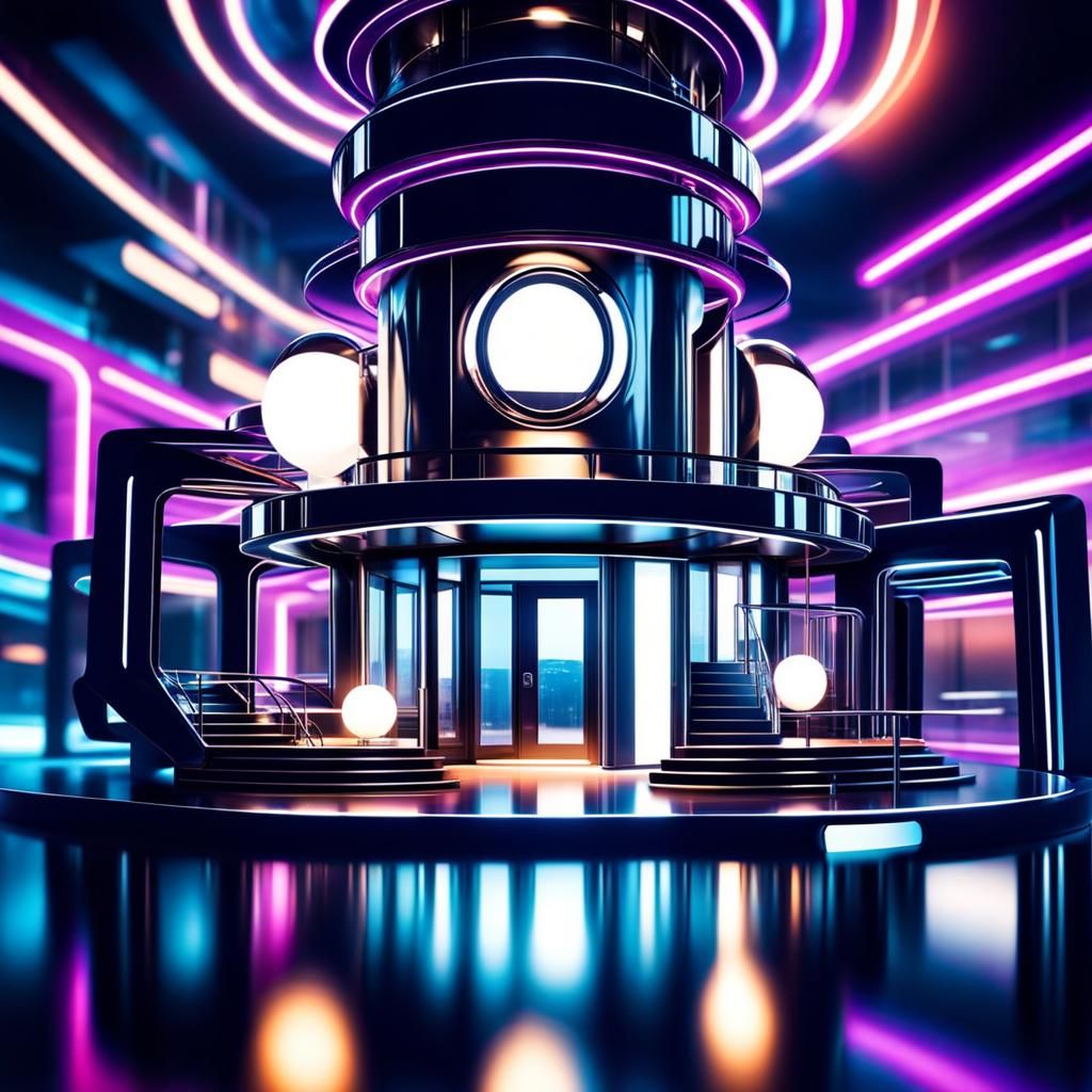 Abstract Galactic Futuristic House in HDR