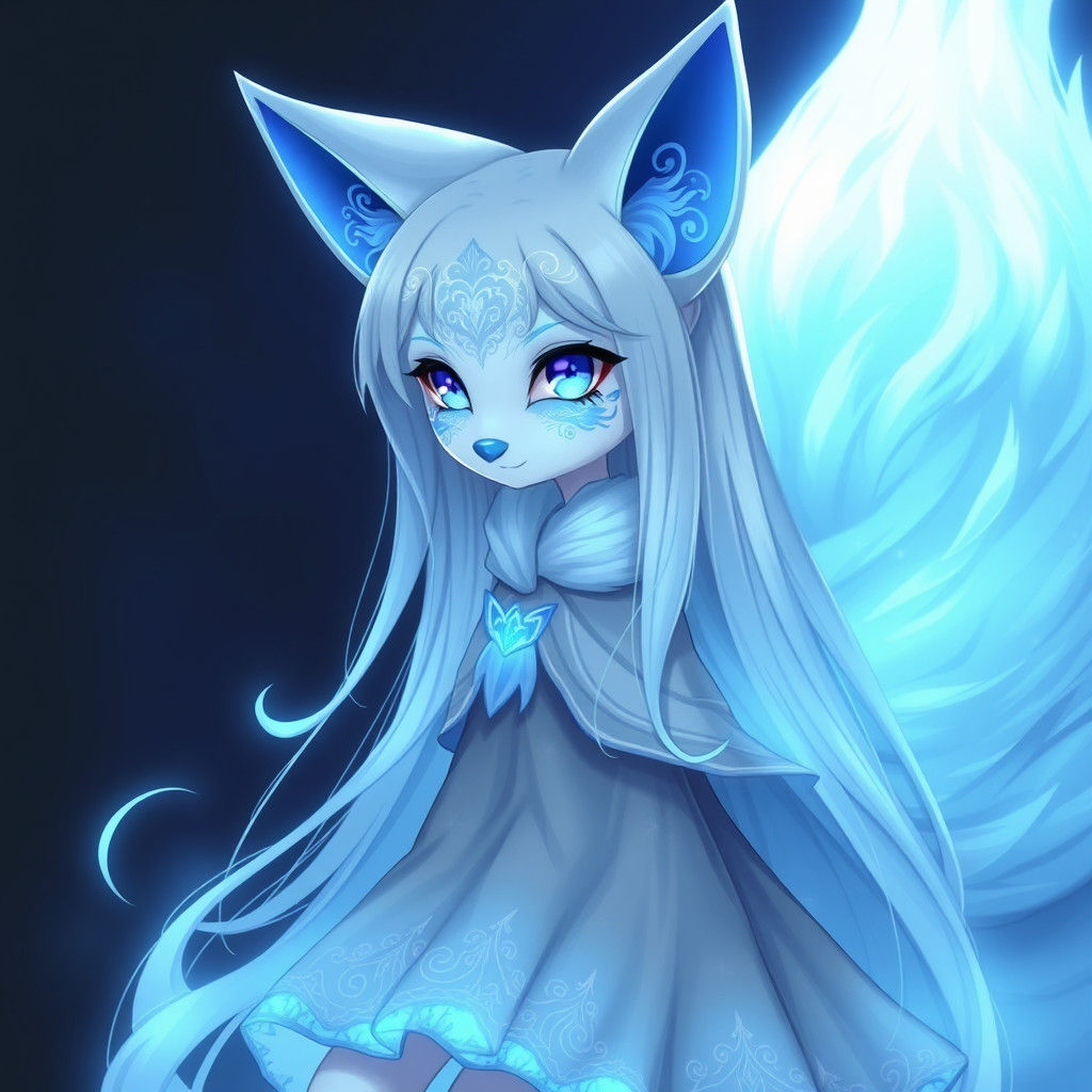 Mystical Ghost Fox with Ethereal Aura