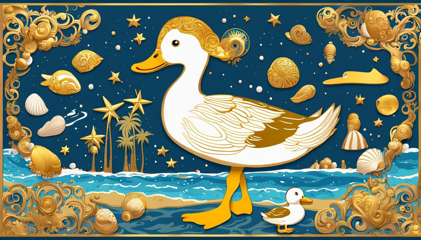 Gilded Duck Basks in Sunset Glory