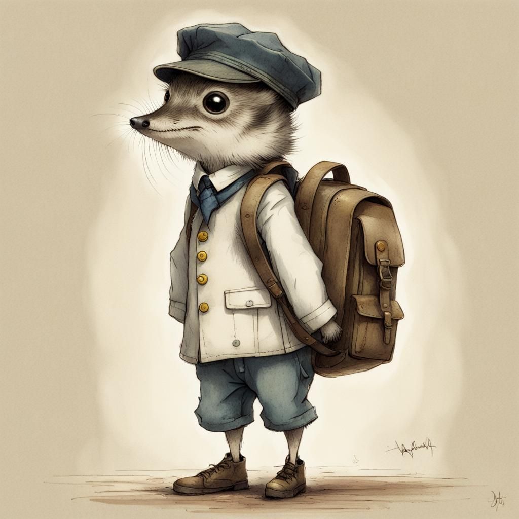 Embarrassed Anchovy in School Uniform, Cute Art