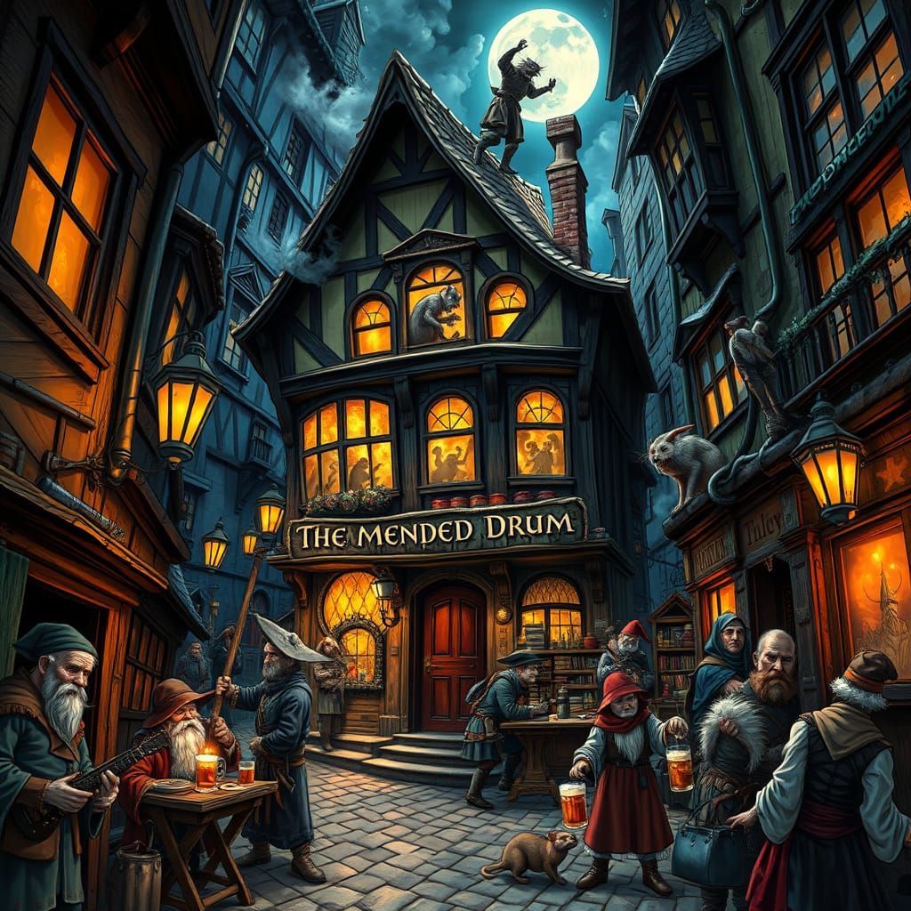 Ankh Morpork Tavern Brawl in Josh Kirby Style