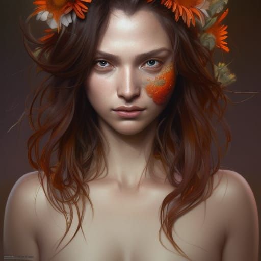 Gerber Daisy Portrait in Hyperdetailed Digital Art Style