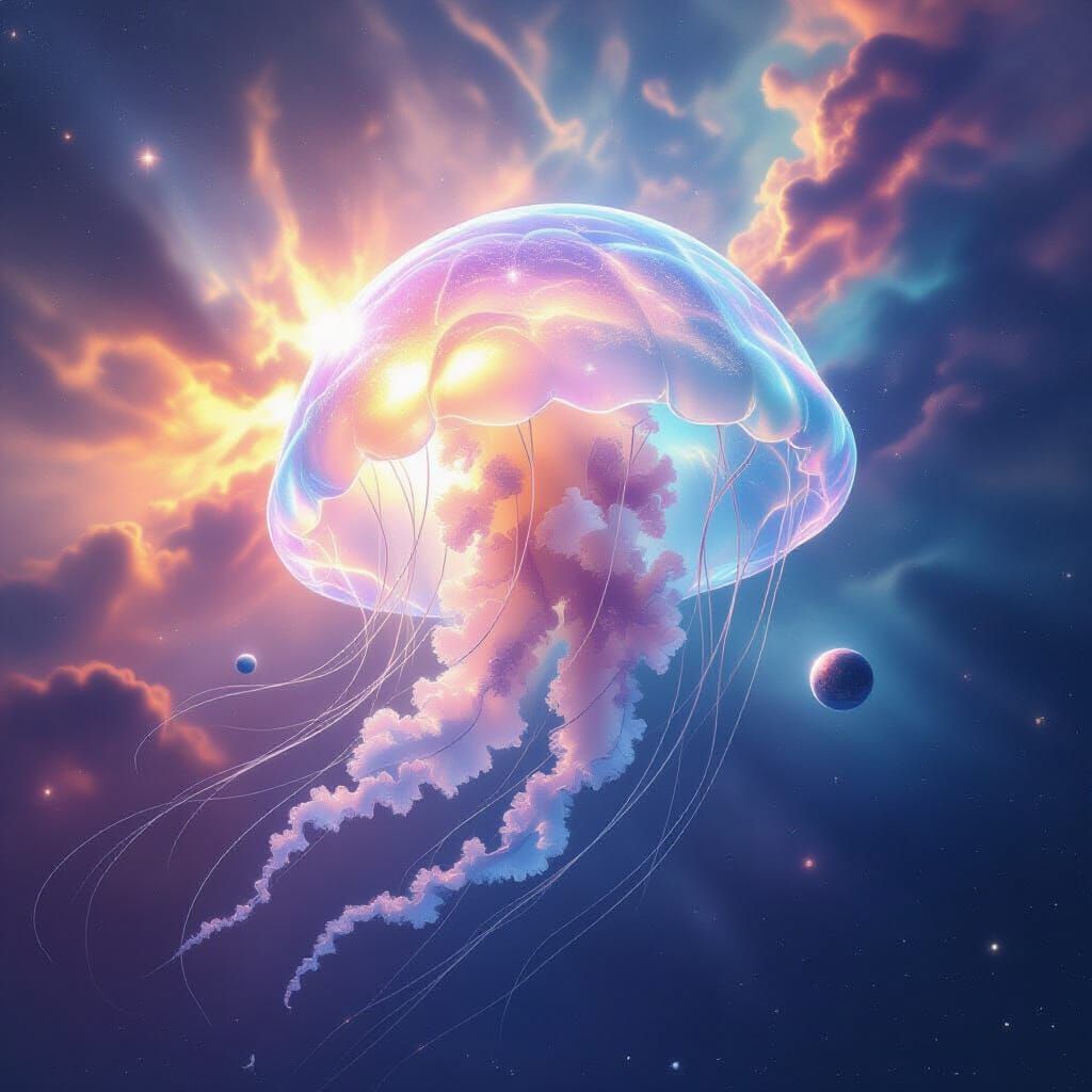 Colossal Crystalline Jellyfish Creates Planets in Nebula