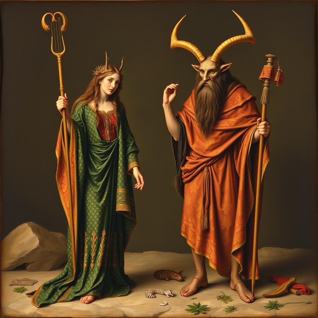 Danu and Cernunnos in Renaissance Style