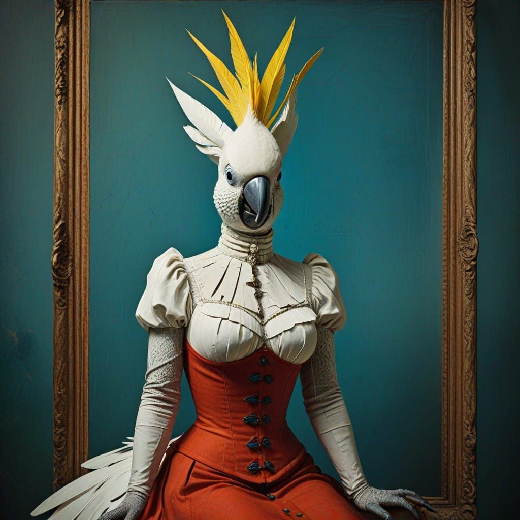 Cockatoo-Woman Portrait in Max Ernst Style