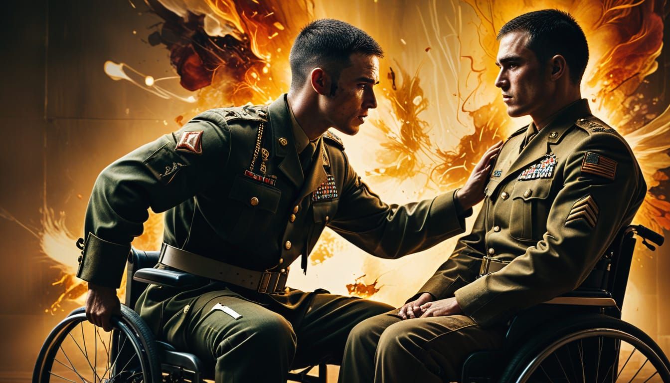 Contrasting Scenes: Soldier and Father in Alcohol Ink