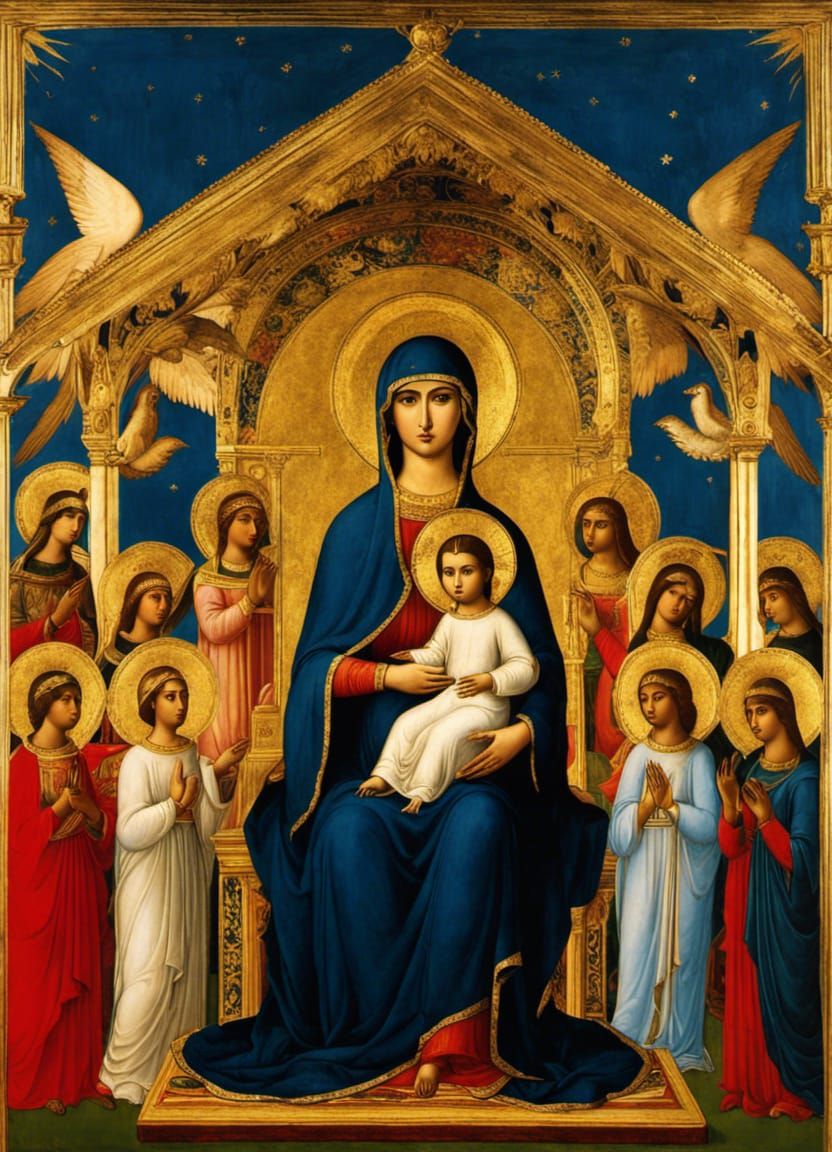 Madonna and Child in Medieval Gothic Style