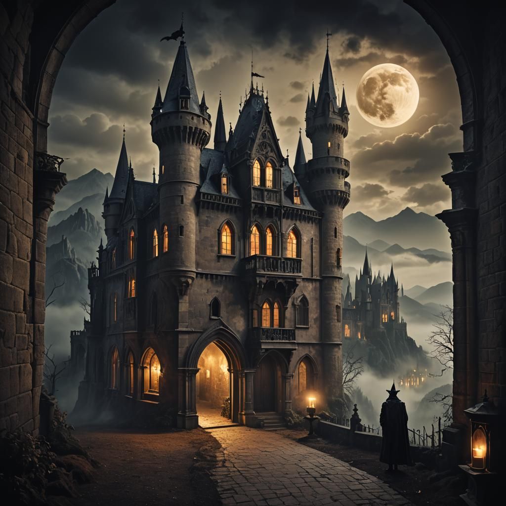 Gothic Castle Bedroom in Romantic Dark Fantasy Style
