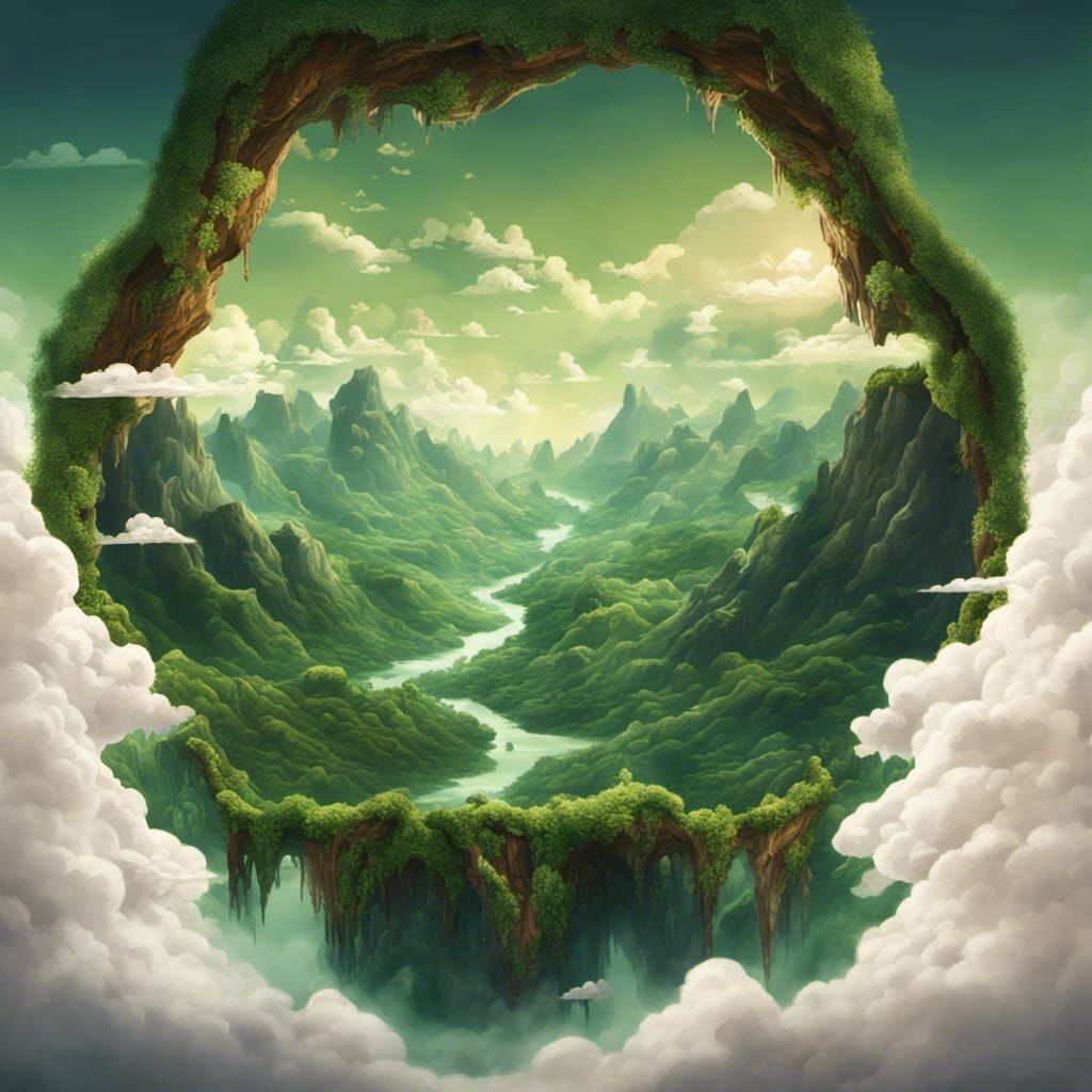 Lush Floating Mountains in Sky: Fantasy Concept Art