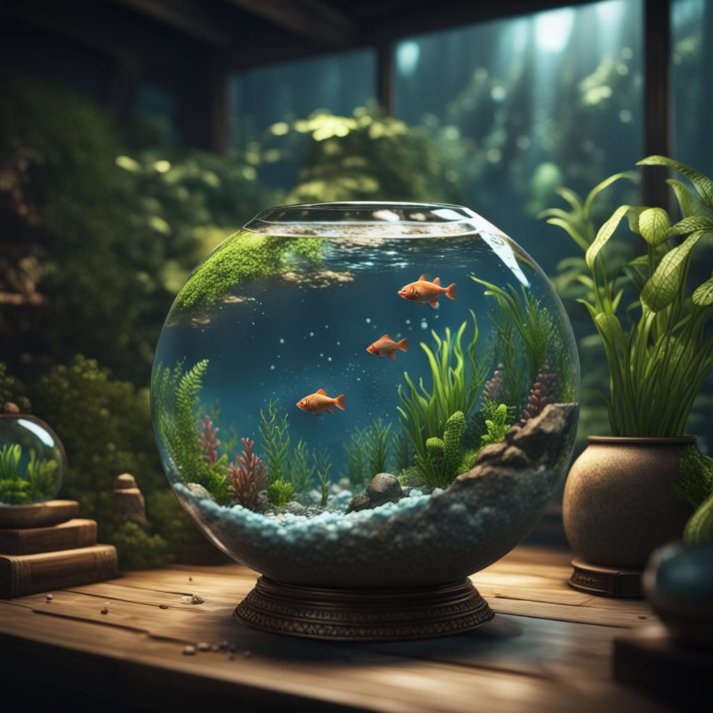 Water Terrarium in Fish Eye Perspective