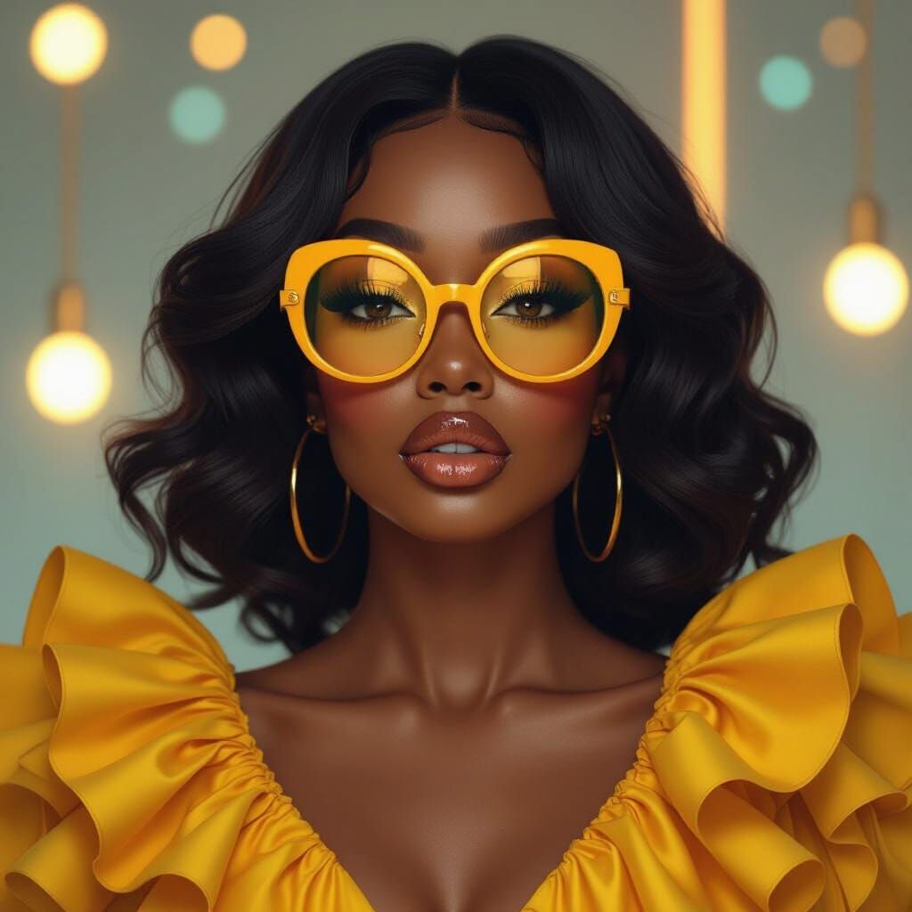 Confident Woman in Futuristic Digital Portrait