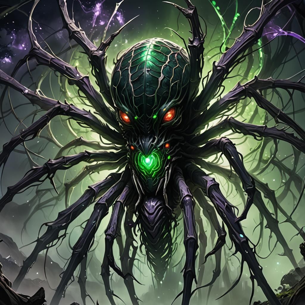 Eldritch Horror: Giant Spider in Anime Ink Wash Style