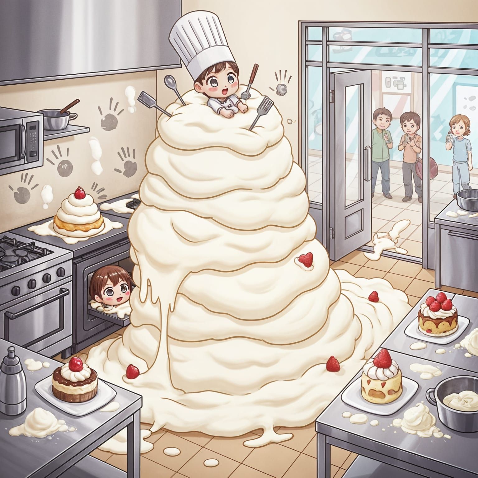 Kawaii Anime Chef's Giant Soufflé Erupts