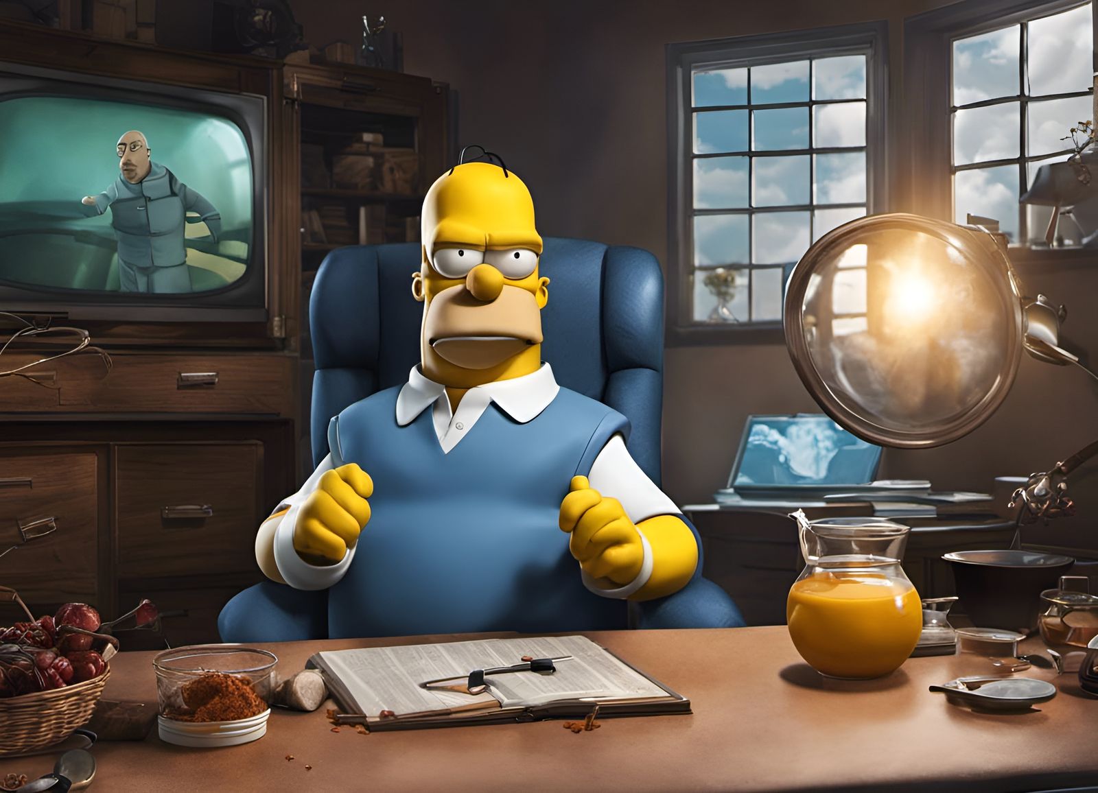 Hyperrealistic Dr. Evil and Homer Simpson Mashup