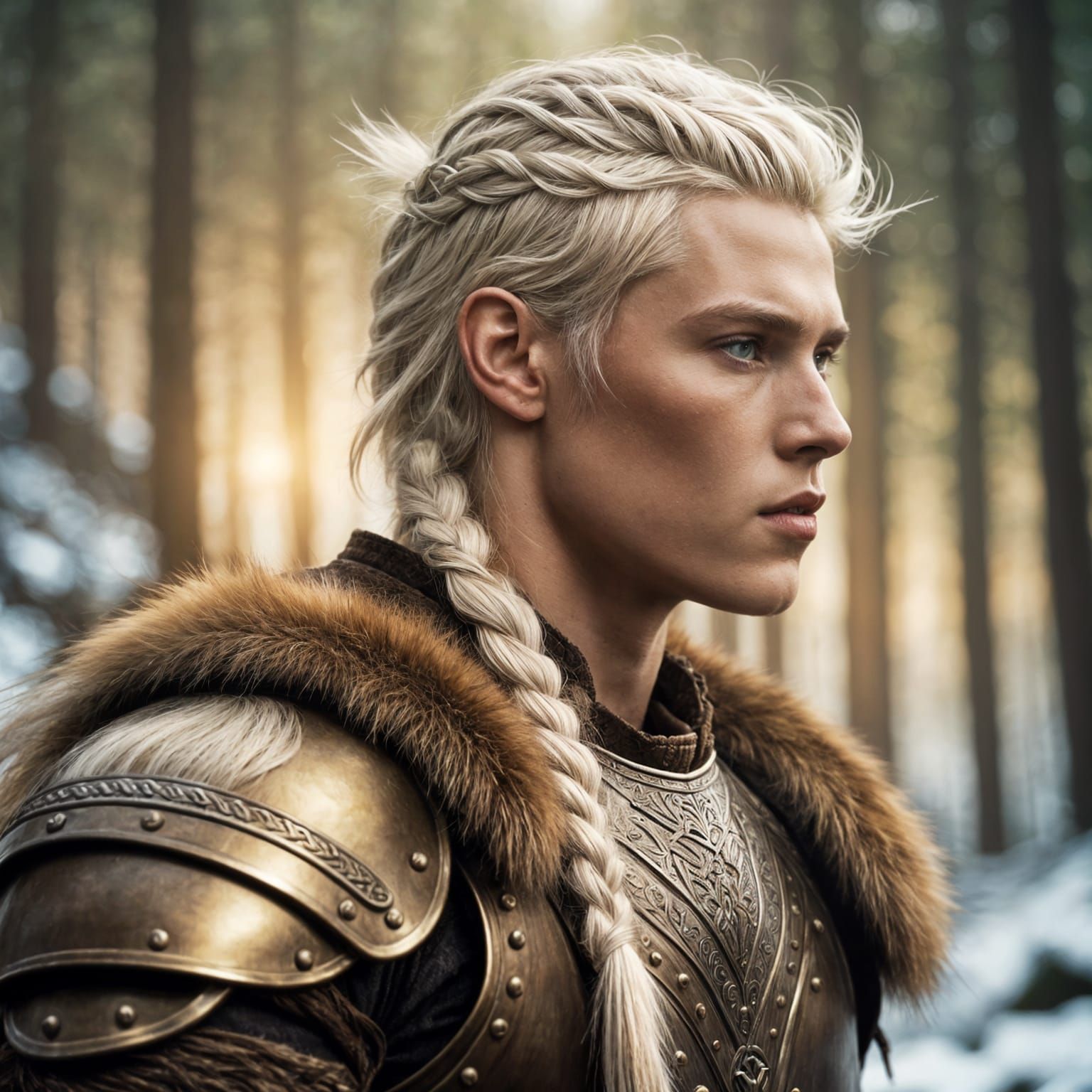 Viking Warrior in Forest: Digital Matte Painting