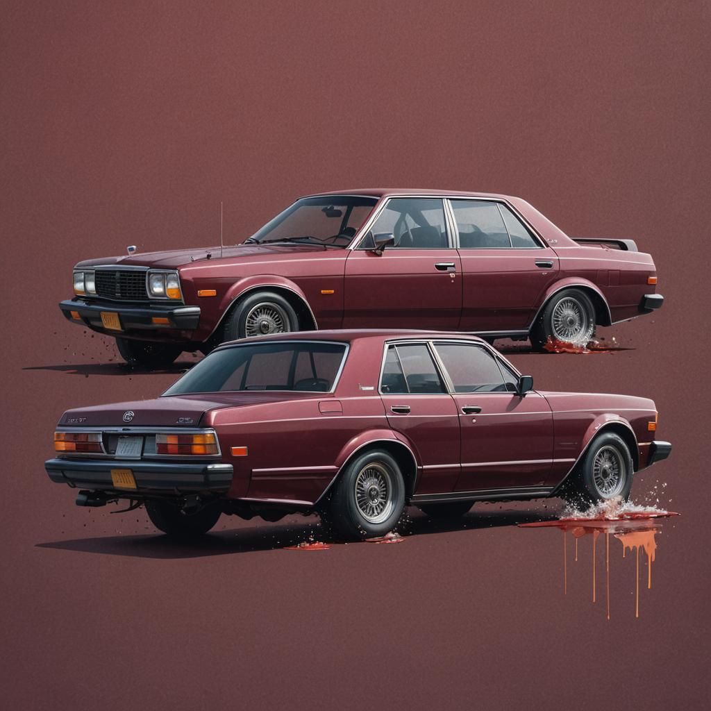 Maroon 2027 Toyota Cressida: Hyperrealistic Concept Art