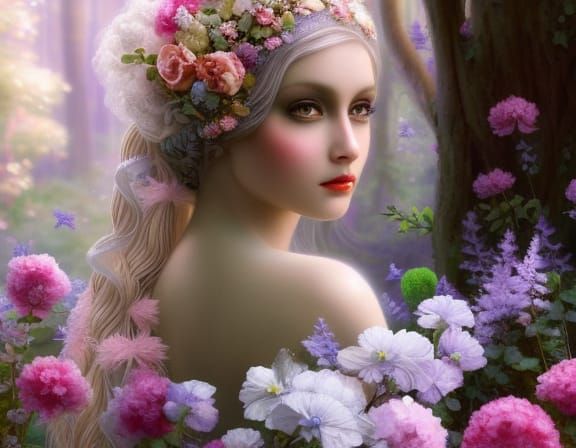 Fantasy Fairy Portrait in Dreamy Forest