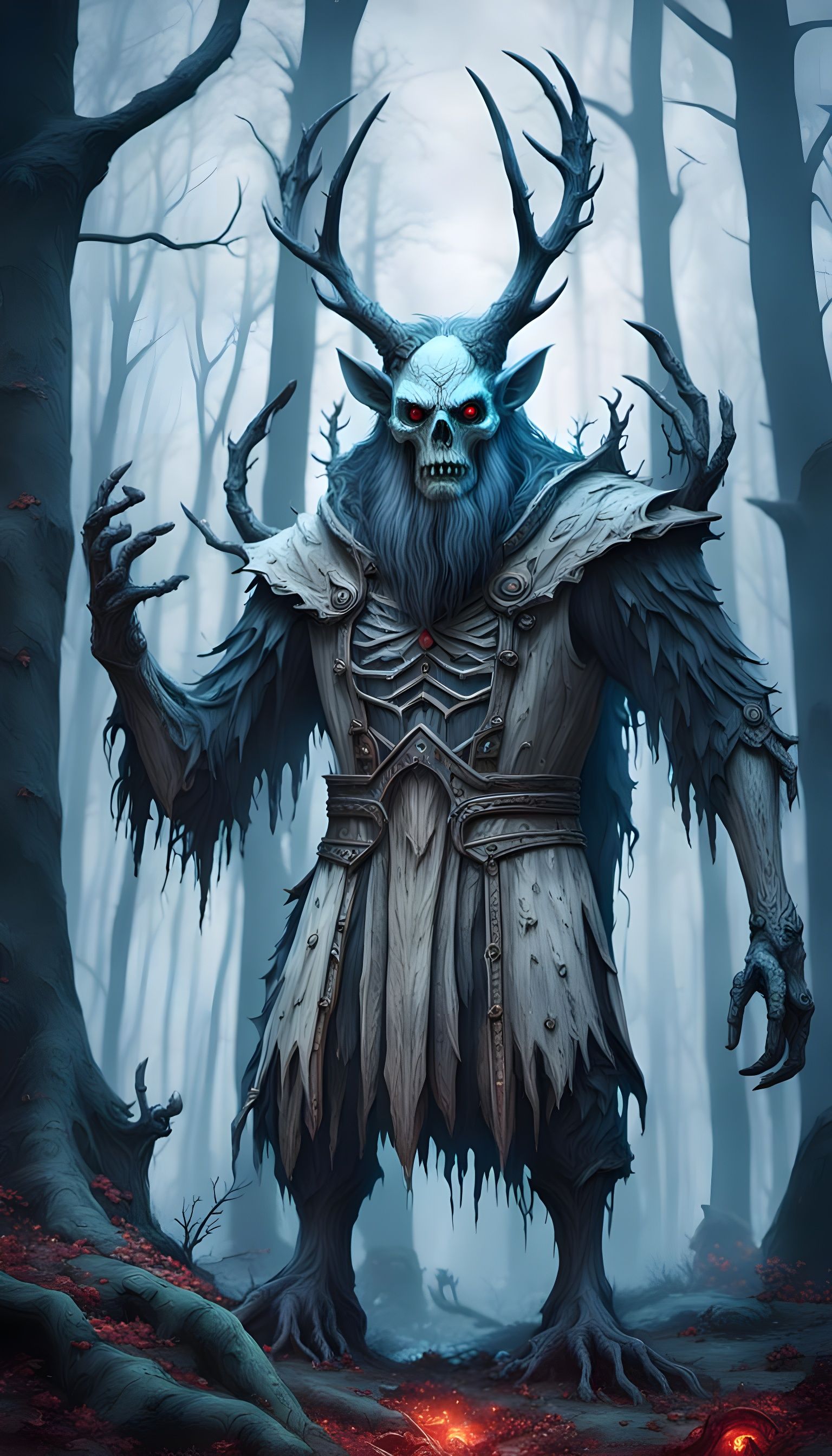 Krampus in a creepy forest