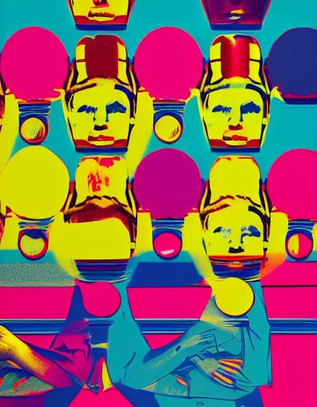 Pop Art Icon in Warhol-Inspired Silkscreen Style