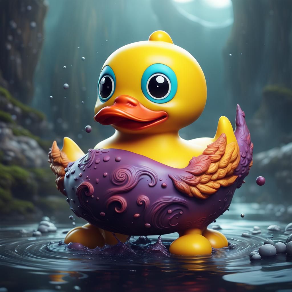 Chibi Monster Rubber Ducky in Detailed Painting