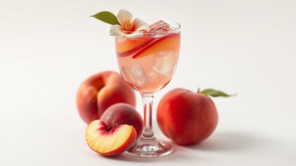 Chilled Summer Delight in Crystal Wine Glass with Peaches an...