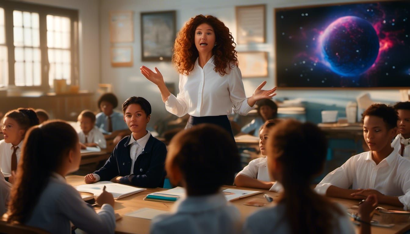 Teacher Portrait in Classroom, Professional Photography Styl...