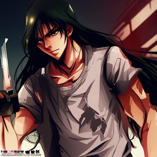 Hong Kong Street Thug in Anime Key Visual Style