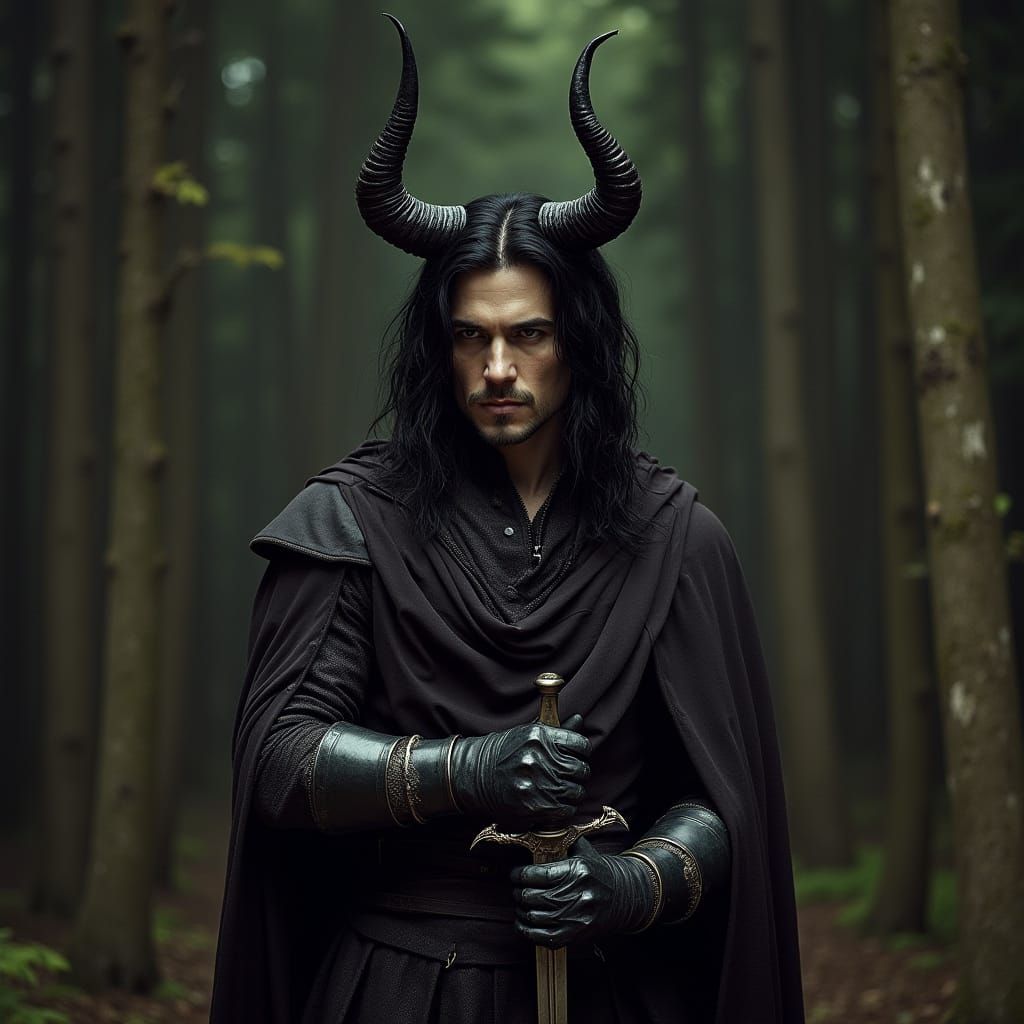 Tiefling Bard with Rapier in Cinematic Style