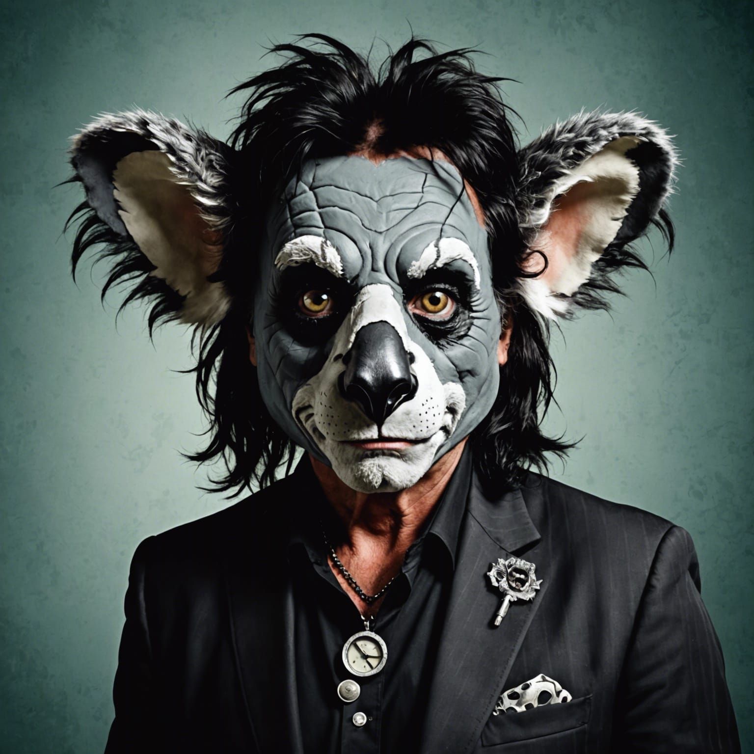 Alice Cooper in a Koala Mask