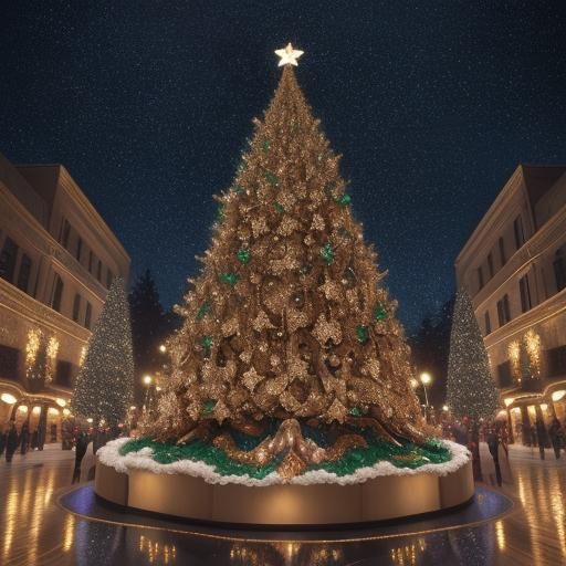 🌟 A majestic Christmas tree adorned with shimmering ornamen...