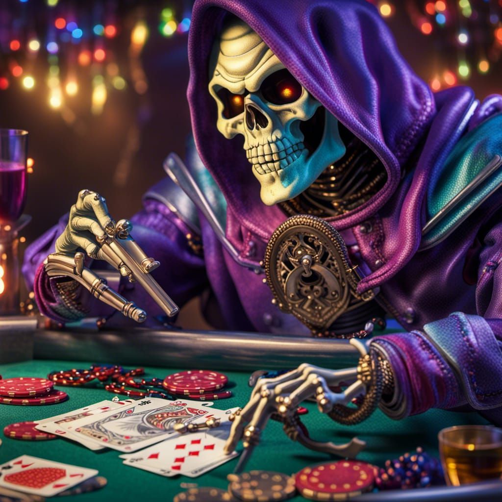 Skeletor's Poker Night: A Hyperrealistic Fantasy Scene