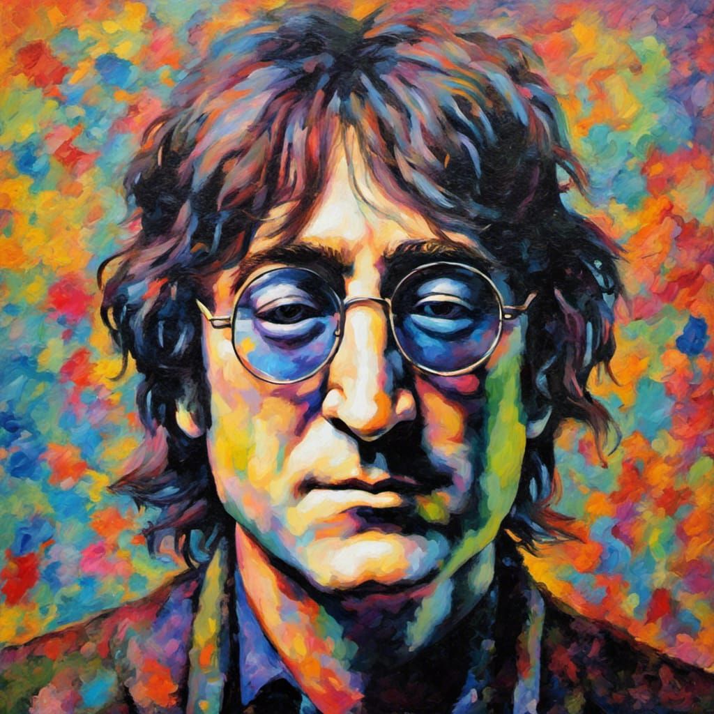 Psychedelic John Lennon in Expressionist Oil Painting