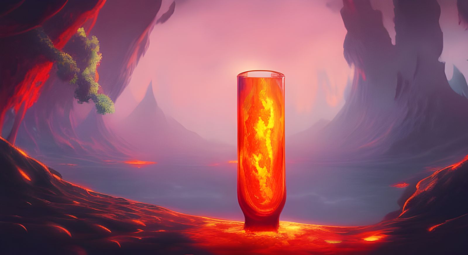Detailed Matte Painting of a Bright Lava Lamp