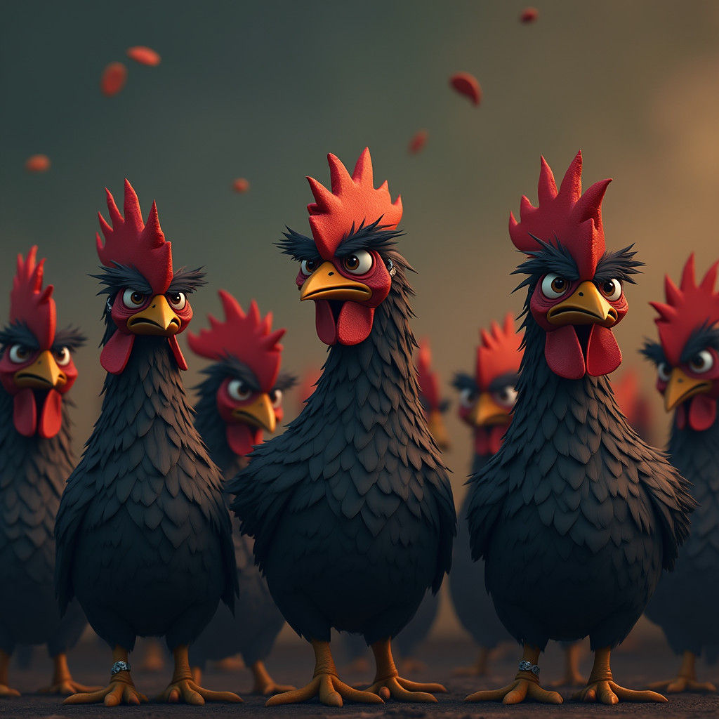 Disgruntled Emo Hens with Attitude in 8k