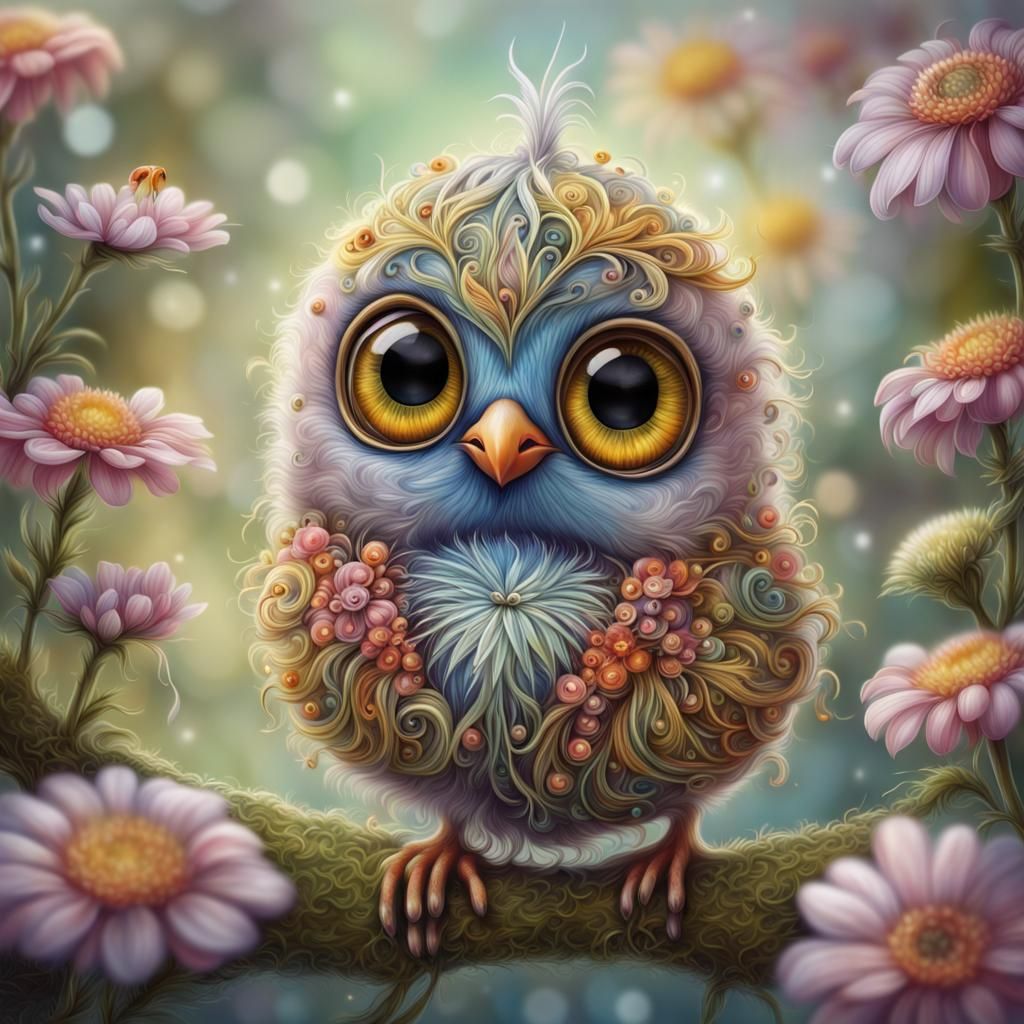 Magical Owl with Holographic Filigree