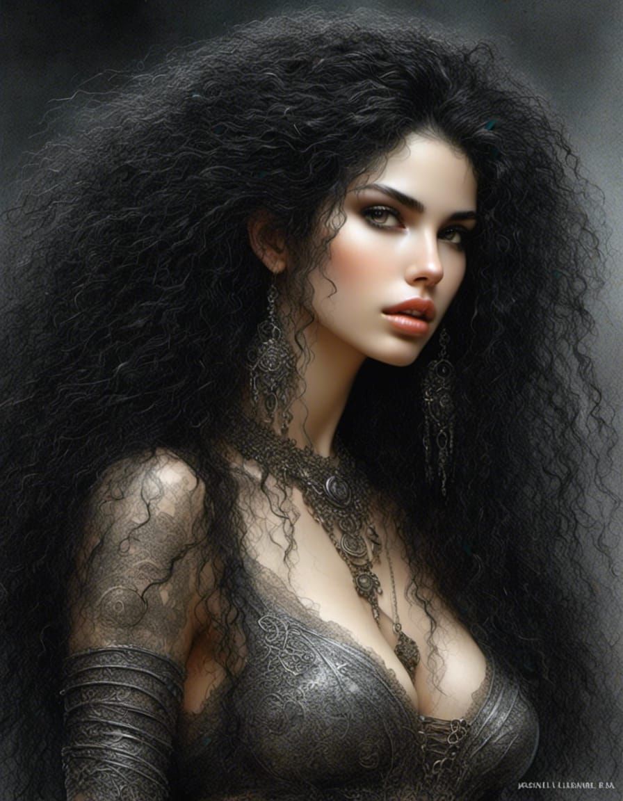 Detailed Gothic Woman Portrait in Hyperrealistic Style