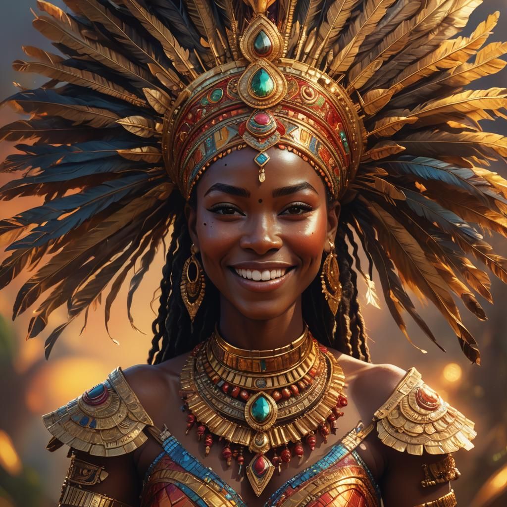 Stunning African Queen Portrait in Oil Painting Style