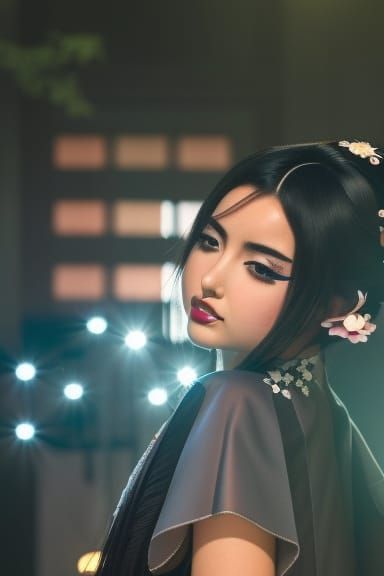 Ana De Armas as Geisha in Anime Style