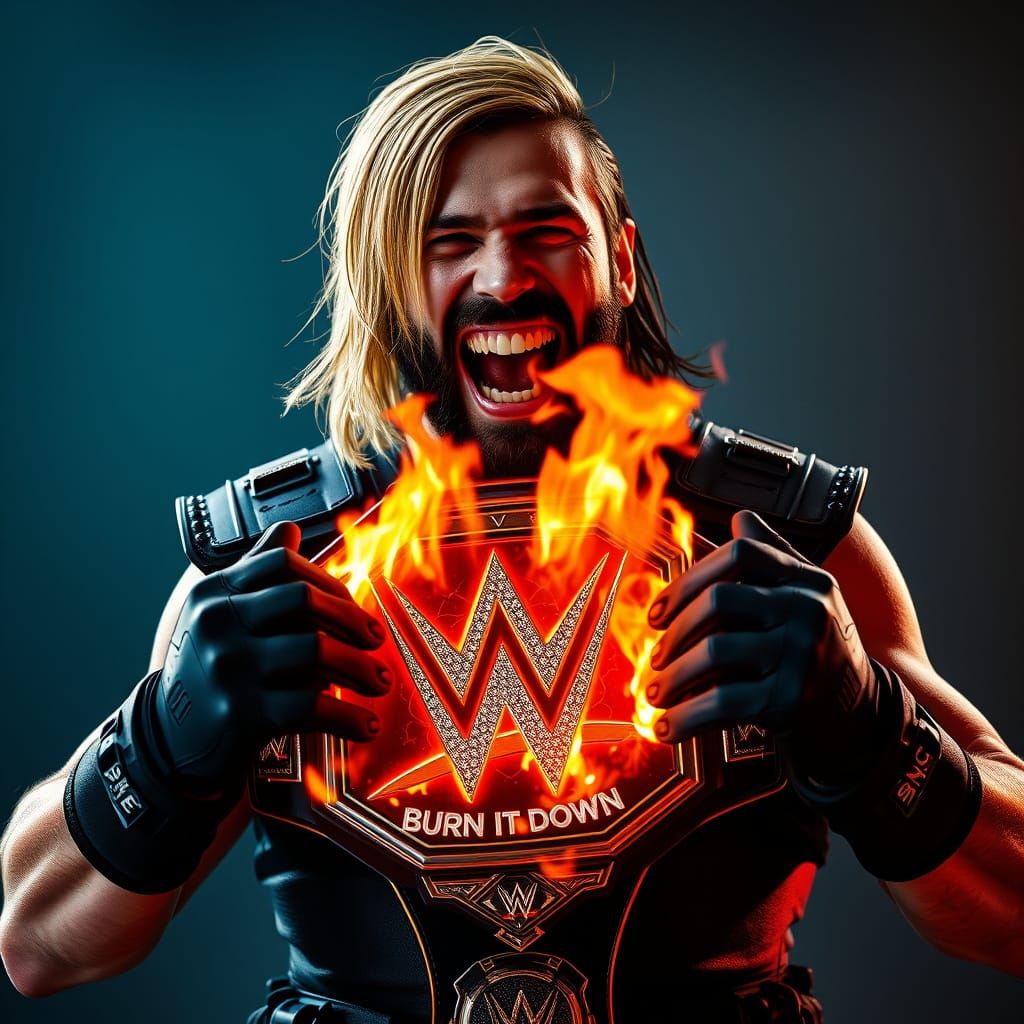 Seth Rollins Burns Championship: Dark Sci-Fi Image